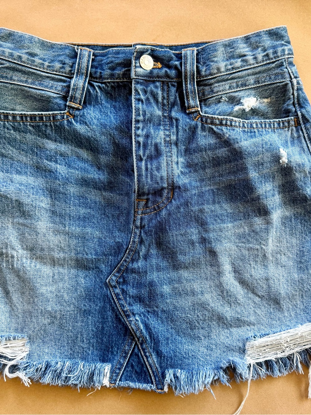 Madewell Blue Distressed Denim Mini Skirt